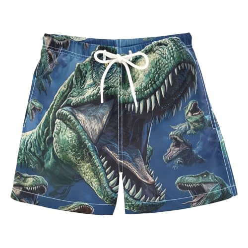 Jucciaco Boys Beach Board Shorts T-rex Dinosaur Cool Swim Trunk Teen Swimwear