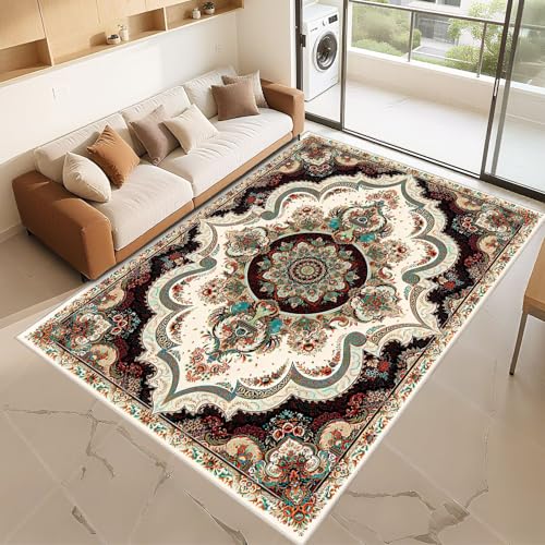 Tapis lavable en machine beige bleu protection sol - 2