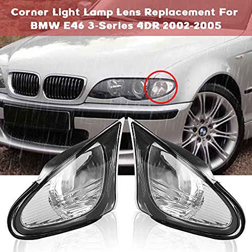 Teantech Clear Corner Signal Light,1 Pair Turn Signal Corner Light Lamp Lens Replacement For Bmw E46 3-Series 4Dr 2002-2005 Sedan Clear Corner Parking Marker Light Lens #TOP5