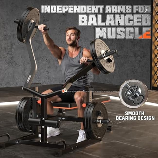 FEIERDUN Chest Press Machine, 1250LBS Weight Bench Press Machine with Independent Converging Arms, Adjustable Flat Incline Bench for Chest & Arms, AB Workouts, Shoulder Home Gym Equipment