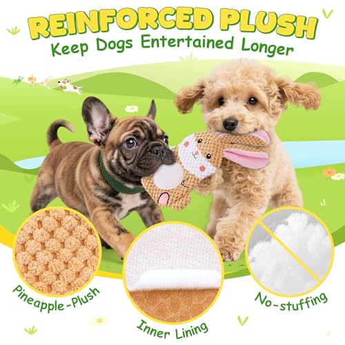 Image of XIUGOAL Dog Toys to Keep Them Busy, 3 Pack No Stuffing Interactive Dog Toys with Crinkle, Squeaky Puppy Chew Toys for Small, Medium Breeds