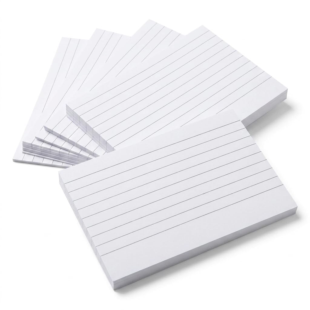 Flash Cards 240 Pcs, 3x5 Inch Double-Sided Lined Index Cards, 150gsm Thick Revision Cards, White Study Note Cards for School, Exam Revision, Learning & Memory Training