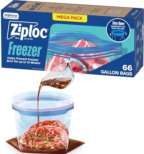 Ziploc Gallon Freezer Bags, Food Storage, Stand-Up Bottom, 66 Count - image 1