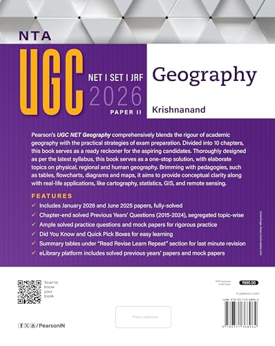 Image of Pearson UGC NET Geography | For NET /SET /JRF | Solved 2025-26 Papers, PYQs 2015-24, GIS, Climatology, Geomorphology & Mock Tests