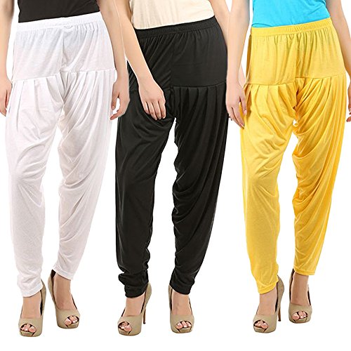 Image of Buy That Trendz Patiala Pants for Women 3 Combo Womens Viscose Relaxed Pants Pack of 3