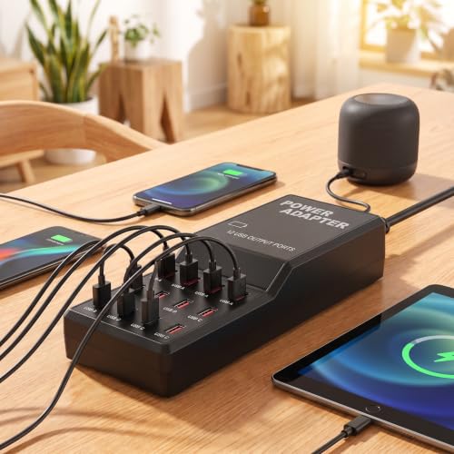 65W 12-Port USB-A/C Charging Station for MacBook, iPhone 15, iPad, 12-in-1 by Haioulun - Used condition - Image 2