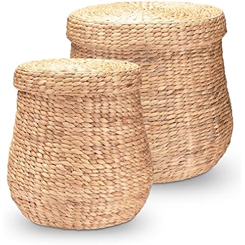 Decorasian Cesta para la ropa sucia trenzada con tapa Cover