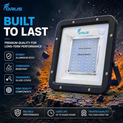Image of Forus 30W LED Flood Light Outdoor, IP67 Waterproof Wall Mounted Outside Light, High Bright Amber LED Flood Light for Parking, Society, Industrial & Flood Lighting with 4 Year Warranty (1 Pc)