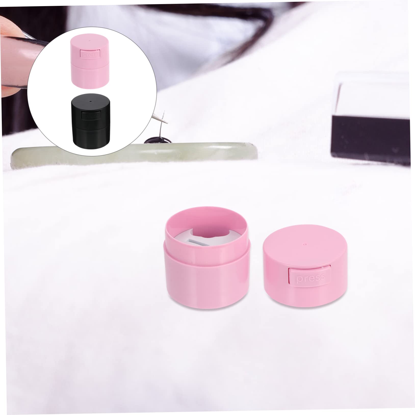 FRCOLOR Eyelash Glue Storage Container Set 2pcs Negative Pressure Air Moisture Discharge
