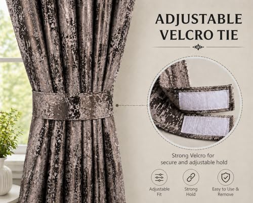 Image of HUTI Home Room Darkening Brown Window Curtain | Knitted Jacquard Look Polyester Eyelet Curtain with Texture Print | 5 Feet (120 x 152 cm) | Set of 2