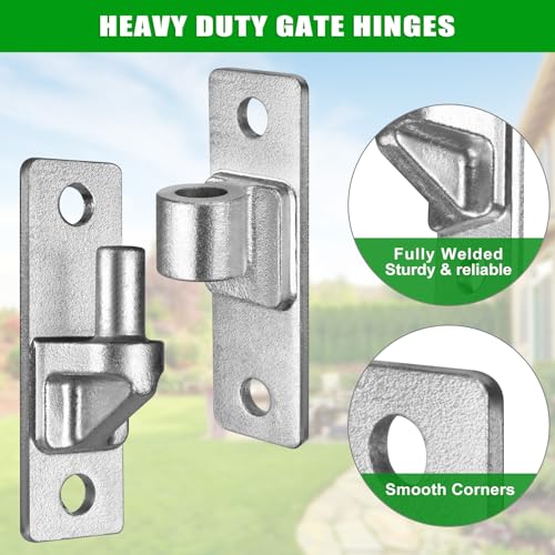 Image of Insaga Wall Mount Gate Hinges Heavy Duty (2Pack), Hot-Dip Galvanized Steel, 600LB Load Capacity, Universal Fit for Wood, Concrete & Brick Posts, Outdoor Farm Fence Gate Hardware Kit (4.9 inchx1.5 inch)