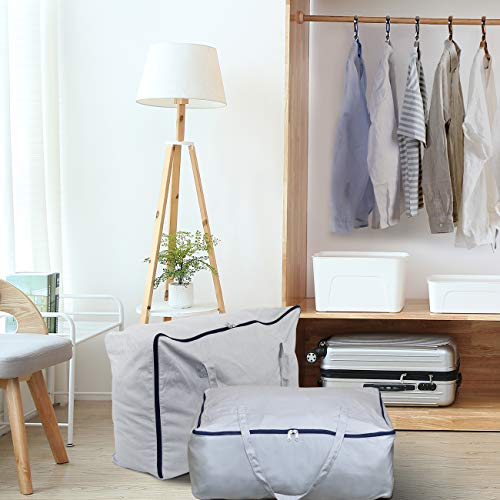 AMJ 2 Pack - Natural Cotton Storage Bag, Household Essentials Sweater Storage Bag, Breathable & Washable, Light Grey (23.6\" x 17.7\" x 8.66\") - Thumbnail 3