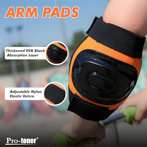 Image of Protoner Kids Skating Protection Kit with Helmet, Knee Pads, Elbow Pads and Wrist Guards,Multiple Colors & Sizes (Orange, Small)