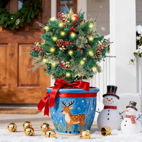 Urna de Navidad fácil de usar con maceta integrada y ramas artificiales LED 5