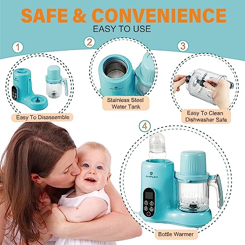 Amplim Baby Food Maker For Nutritious Homemade Meals | 11-In-1 Processor With Steam, Blend, Puree, Grinder, Chopper, Juicer, Defroster, Reheater, Cooker, Meal Station, And Bottle Sanitizer And Warmer #TOP1