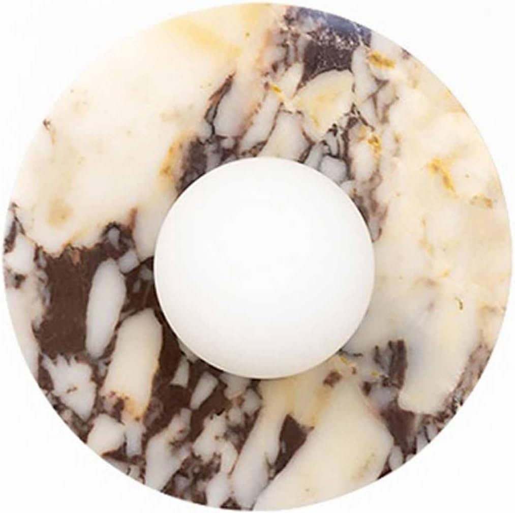 Natural Alabaster Wall Sconce White Marble Sconce with Glass Globe Mid Century Marble Stone Wall Mount Lamp Hardwired for Living Room Dining Room Stairs Bedroom Cafe Hallway