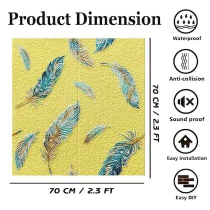 Image of 3D Brick Wallpaper for Wall | Self Adhesive PE Foam DIY Panel | Peel & Stick Decor for Home, Living, Bedroom & Office (70 x 77 cm, Appx 5.8 Sq Ft) (1, MP YELLOW-01)