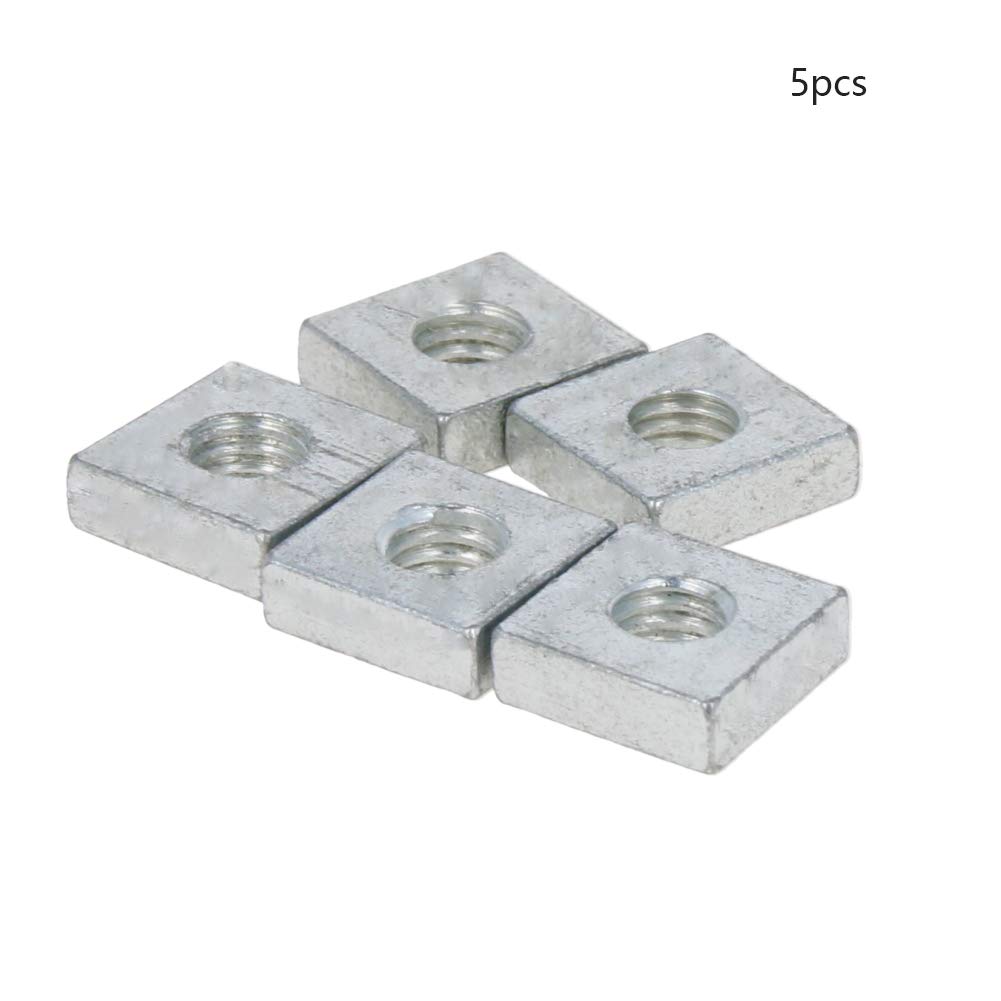 Bettomshin Square Nuts, M6x12mmx4mm White Zinc Plated Metric Coarse Thread Assortment Kit Silver Tone 5Pcs