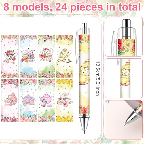 24 Mini blocs-notes à spirale théière et fleurs pour cadeaux d'invités et bureau - 4