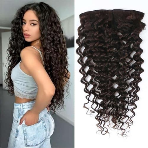 Extensions cheveux humains bouclés de qualité premium double trame marron