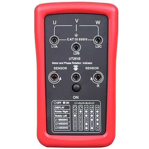 BuyWeek Phasenprüfer Drehfeldmessgerät 3 Phasen, UT261B AC 90V-600V Phasenfolgemesser Motorrotationsanzeige Tester Phasenfolgemessgerät