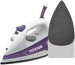 BLACK+DECKER Ferro de Passar Roupa, com Vaporizador, Base Antiaderente, Branco e Roxo, Modelo FX1000, 110V