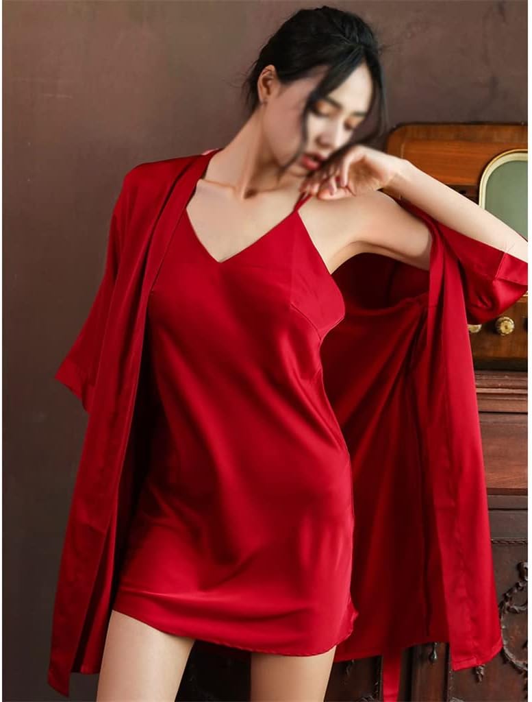 Pajama dress female sexy suspender ice silk thin net red spring and autumn pajamas