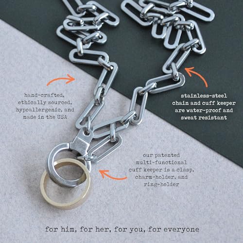 Air & Anchor Cuff Keeper Front Clasp Necklace, Ring Keeper Necklace Women & Men, Water/Sweat Resistant, Tarnish Proof & Hypoallergenic in Polished Stainless Steel or Gold Tone2