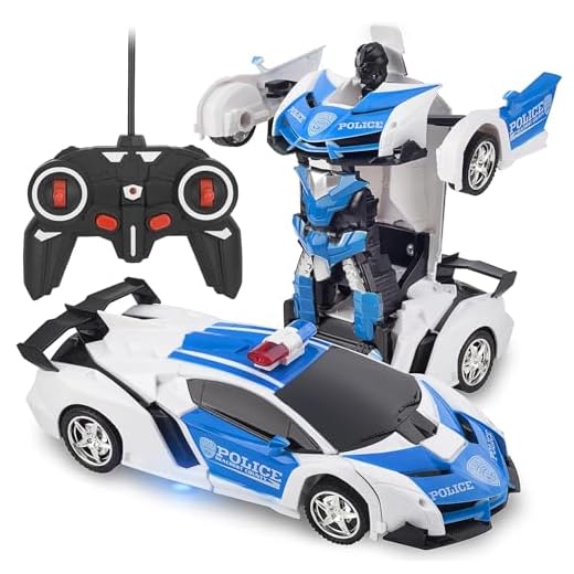 RAVSOOL Auto telecomandata trasforma in Robot lo Stunt rotante Rc 360 cilindri 1:18 corsa di deformazione suono freddo e luce deformazione di un pulsante Batteria non inclusa