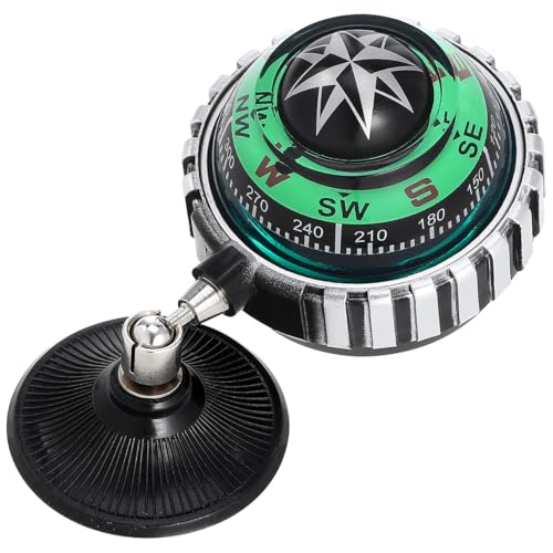 Brújula de bola Toddmomy para auto con montaje de ventosa, adorno portátil para tablero, dirección precisa, accesorio para navegación exterior para autos, camiones, barcos y vehículos, color verde