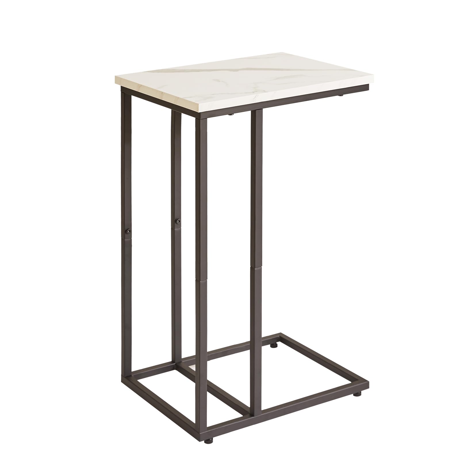 Aibiju Mesa Auxiliar en Forma de C, Mesa Deslizante y sofá, Mesa Auxiliar con Marco de Acero para Sala de Estar, Dormitorio, Espacios pequeños, mármol sintético Blanco y Negro YD-TM051B
