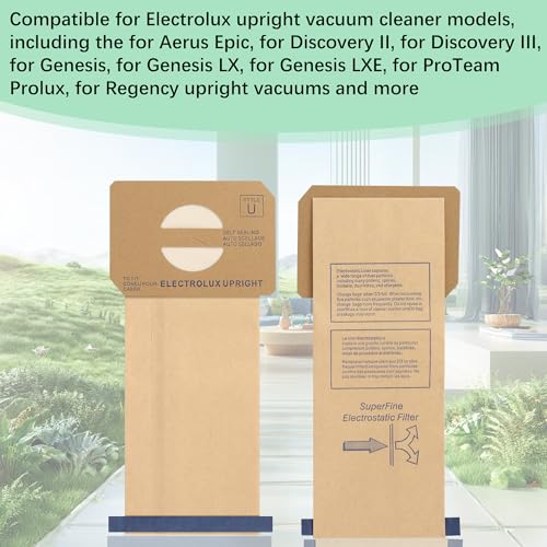 Image of 6 pack Upright Style U Vacuum Cleaner Bags made to fit for Electrolux