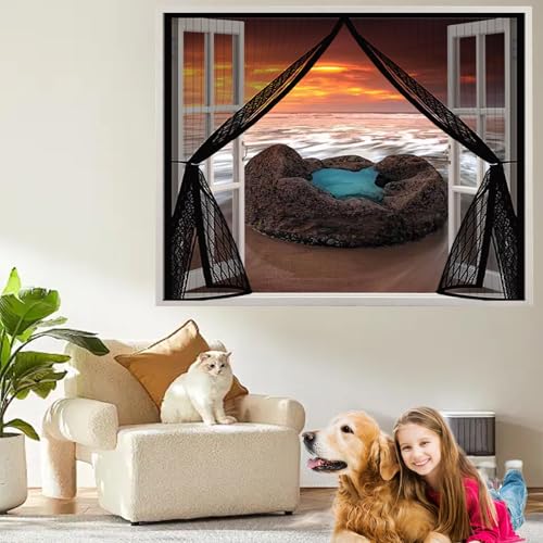 Moustiquaire fenêtre coulissante 116x42cm en maille noire