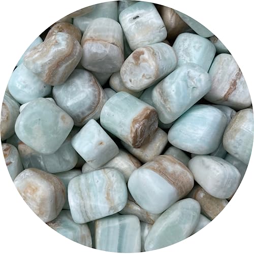 Image of GAF TREASURES 1 /2 LB Caribbean Calcite Tumbled Stones, Polished Natural Caribbean Calcite Gemstone, Caribbean Calcite Healing Crystals (Caribbean Calcite)