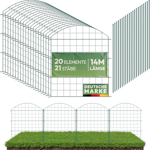 LAINFELD Teichzaun Komplettset | 20 Zaunelemente aus Metall mit Pfosten | Poolzaun für Kinder Steckzaun Gartenzaun zum Stecken flexibel Garten Zaun