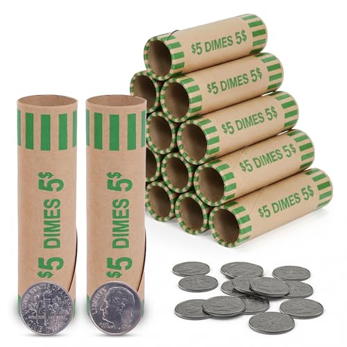 Image of PM Company 118 Pcs Preformed Dimes Coin Wrappers Rolls ABA Color-Coded