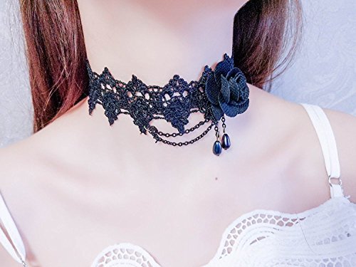 Shining Diva Fashion Jewellery Girls/Women's Black Fabric Lace Chokers Stylish Necklace Combo Set of 7 Pieces (cmb271) - Image 3