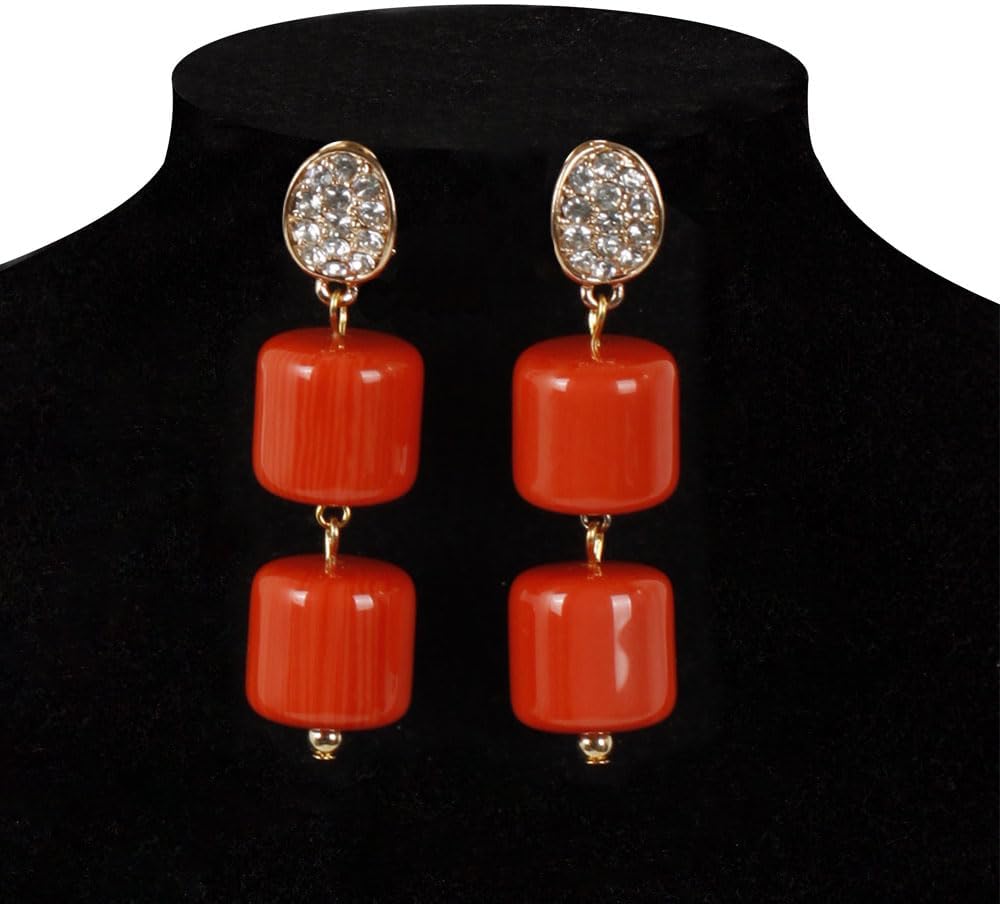 1-Row Orange Coral Necklace Bracelet Earrings,Nigerian Wedding Coral Beads Jewelry Set - Image 4