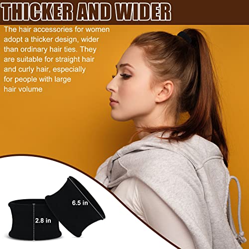 10 Pcs Hair Bands for Women Girls Large Elastic Strong Seamless Black Cotton Holder Ties Stretch Ponytail Hair Ties Bobbles for Thick Heavy Curly 6.5 Inches - Image 2