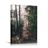 Canvas Wall Art Green Forest Dramatic Forest Landscape Living Room Multicolor Photography Rustic - 12x18 inches