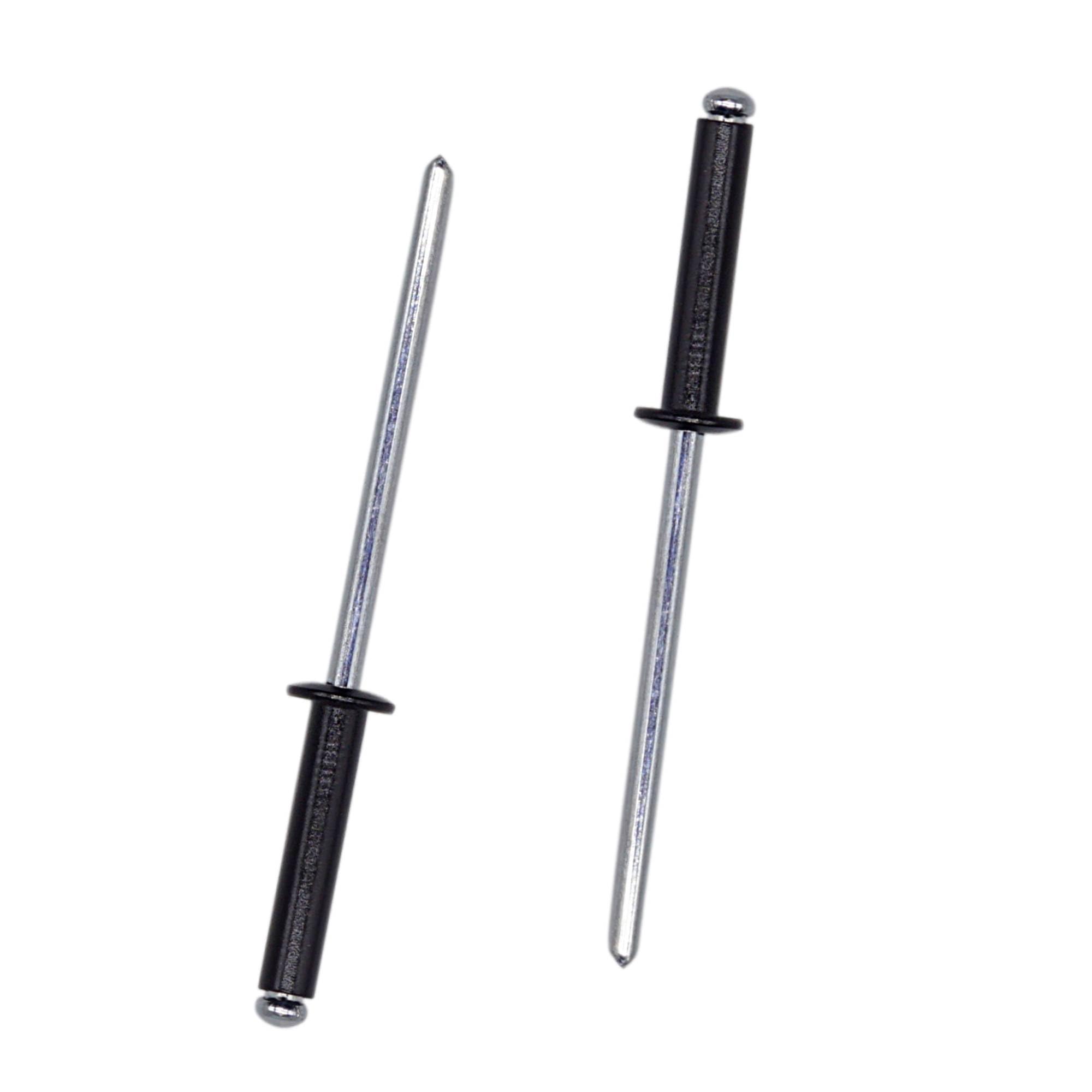 SKIR'CO (100 pcs) Painted Blind Rivets 3.2 x 16 mm, Aluminium Blind Rivets, DIN 7337, Dome Head, Steel Mandrel, Pop Rivets (Black RAL 9005)