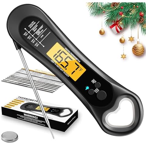 Biison Meat Thermometer Digital, Instant Read Meat Thermometer for Grill and Cooking, IP66 Waterproof Food Thermometer for Kitchen and Outside, BBQ, Turkey, Candy, Liquids, Beef Cover