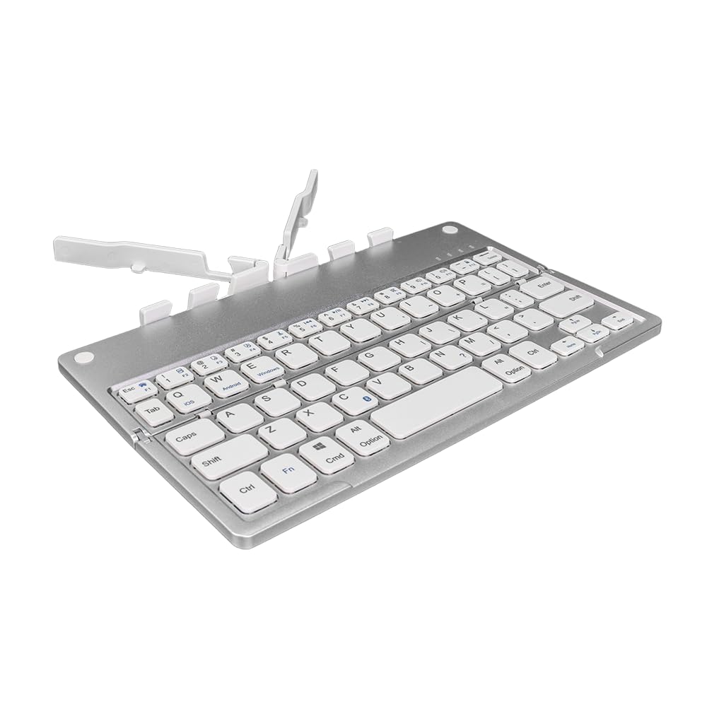 ワイヤレス Bluetooth キーボード 折りたたみ式 スタンド付き 薄型 IOS/Android/Windows/Mac 兼用 コンパクト 充電式 ホワイト
