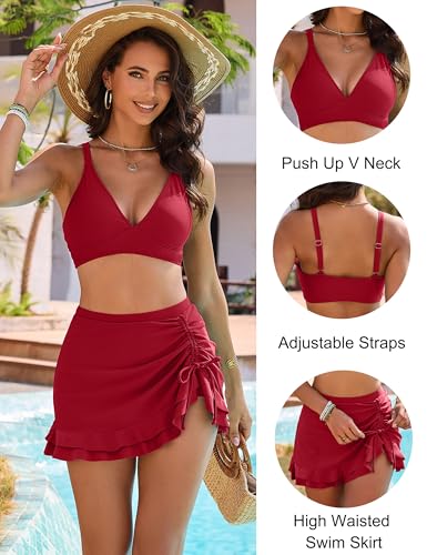 Image of Blooming Jelly Women's High Waisted Bikini Sets Tummy Control Bathing Suit Two Piece Swim Suit 2026 Retro Swimsuit