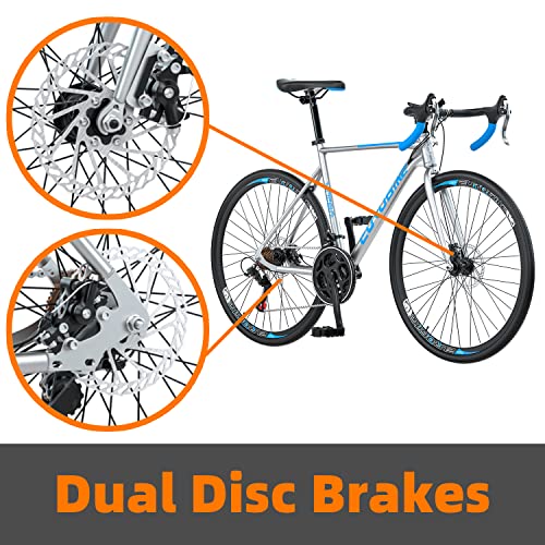 Eurobike Gravel Bike, Yh-Xc580 Road Bikes, Gravel Bikes For Men,54Cm Frame Bicycle, 700C Wheels, Commuter Bicycles For Adult (Silver-Blue) #TOP4