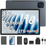 Tablet 2026 Upgrated Android 16 Tablets, 11 Inch Tablet with Keyboard with FHD Display, 24GB RAM 128GB ROM /2TB TF, Daul Speaker & Cameras, 8000mAh, Widevine L1, 2 in 1 Tablets-4 Year Warranty