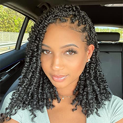 Passion Twist Crochet Hair 12Inch Passion Twist Hair 8 Packs Soft Pre-Twisted Short Passion Twist Crochet Hair for Black Women (12inch(pack of 8),1B) ……