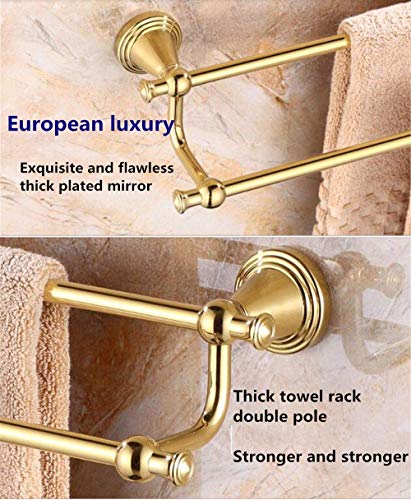 Porte-serviettes double pôle en cuivre avec traitement de surface brillant