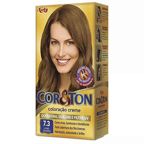 Kit Tintura Cor & Ton 7.3 Louro Dourado 180 G, Niely