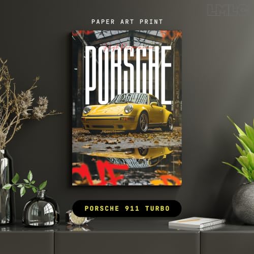 Image of Live Mad Live Crazy Porsche 911 Turbo Portrait Single Wall Paper Poster, A3 Size, 16.5L X 11.7W Inches Unframed Art Prints - Home, Bedroom, Living Room & Decor - Aesthetic, Matt Finish, Frame Not Included